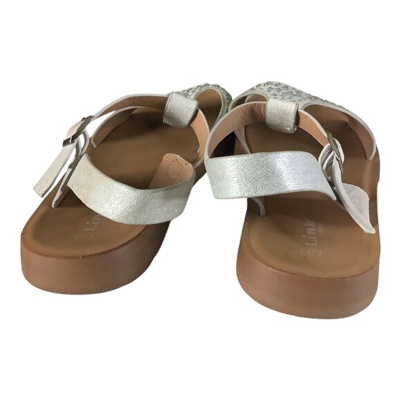 Link Comfort Girls White Rhinestone T-Strap Sandals Sz 3 Adjustable Buckle Strap - Picture 12 of 12